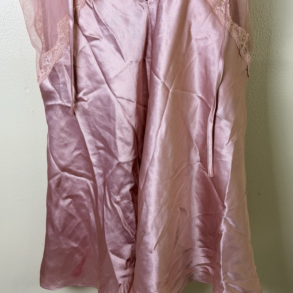 y2k Fredericks of Hollywood pink & black lace satin babydoll lingerie slip Small - Picture 6 of 7